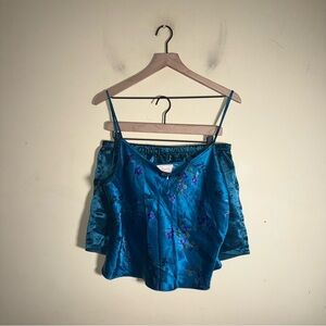 NWT VINTAGE ANGELIQUE 90s Teal and Purple Floral satin effect sleepwear set 1X